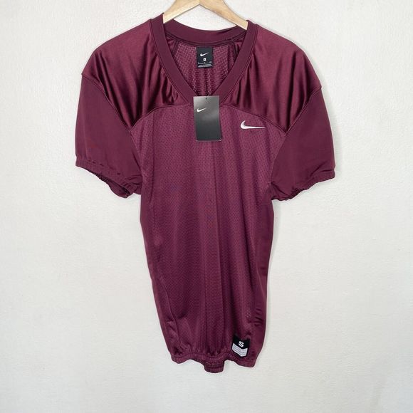 New Nike Practice Training Football‎ Maroon Jersey White Swoosh Mens Small - Picture 1 of 12